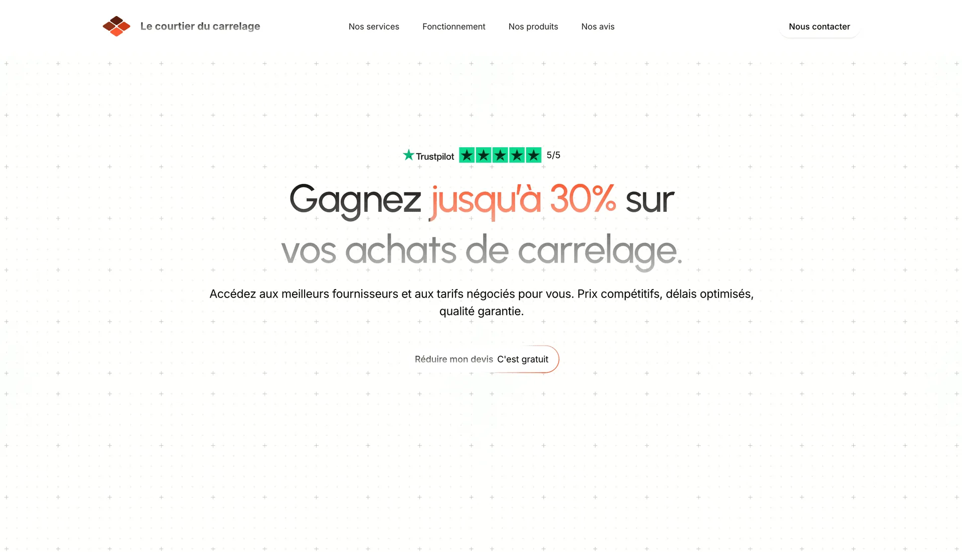 Aperçu du site Création d'une landing page pour Le courtier du Carrelage