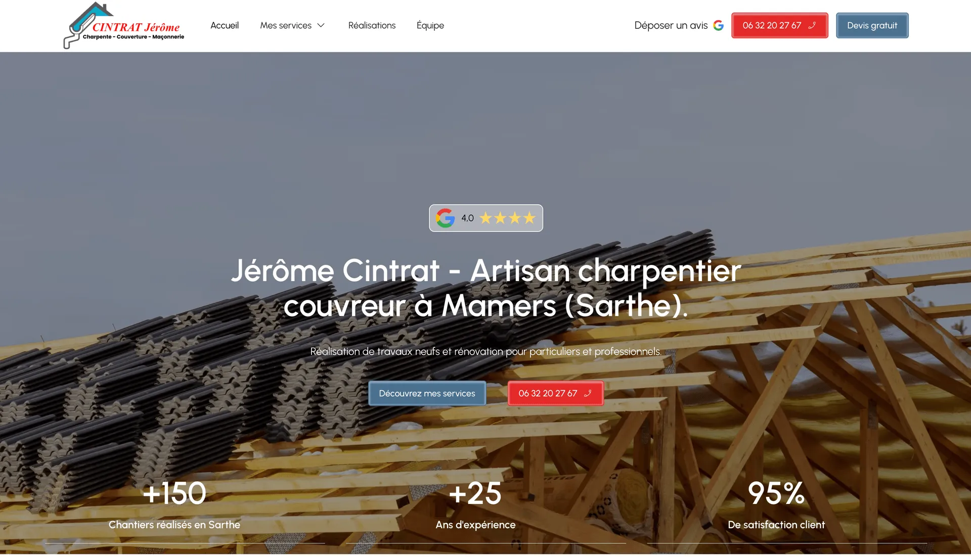 Aperçu du site Création du site vitrine pour Jérôme Cintrat