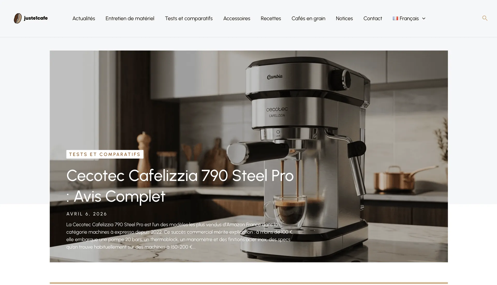 Aperçu du site Blog SEO juste1cafe.com